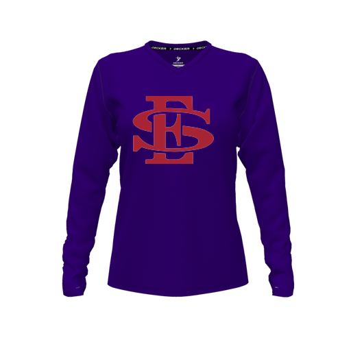 [FTLVCFPP-FYXS-LOGO2] Decker Comfort T-Shirt (Female Youth XS, Purple, V Neck, Logo 2, Long Sleeve)