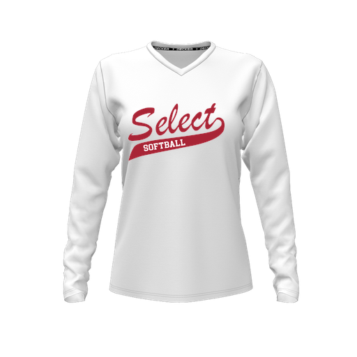[FTLVPTWH-FYXS-LOGO1] Decker Performance T-Shirt (Female Youth XS, White, V Neck, Logo 1, Long Sleeve)