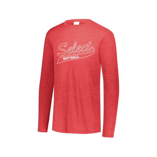 [FTLCUBRD-AXS-LOGO3] Decker Men's Tri-Blend T-Shirt - Long Sleeve (Adult XS, Red, Logo 3)